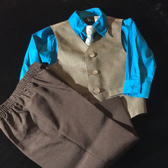 4 pieces brown/turquoise set. - Picture 3 of 5